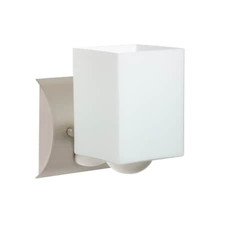 Besa Lighting Rise Mini Sconce, Opal Matte, Satin Nickel Finish, 1x60W Incandescent 1WZ-449807-SN